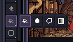 The fill tools' button held open: Bucket Fill, Contour Fill, Polygon Fill and Gradient in a row